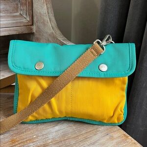 💙 Doughnut Canvas Crossbody Small Bag Teal Mustard Blue Outdoor Long Strap